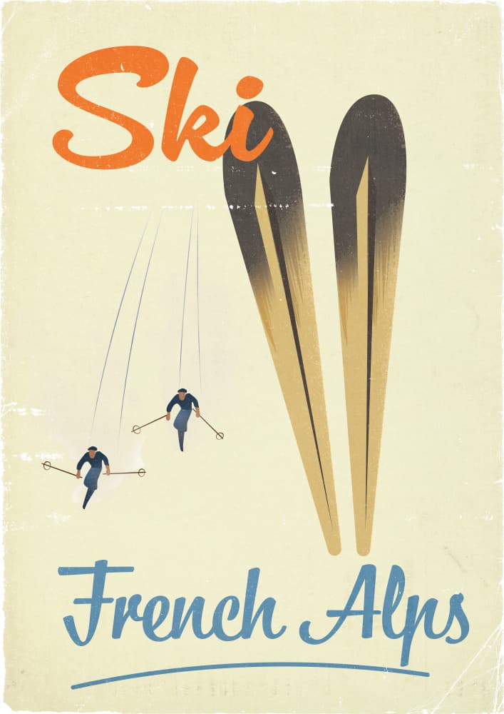 Classic French Alps Ski by Nicholas — canvas wall art
