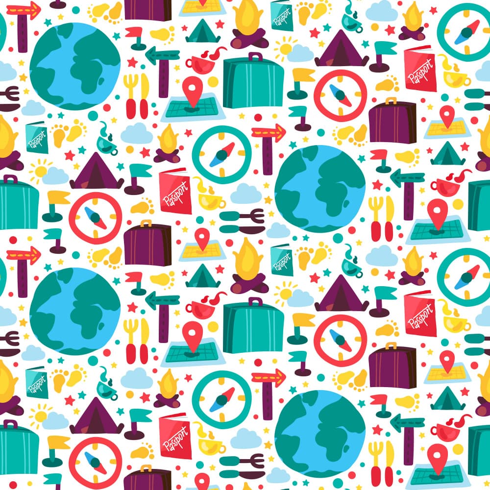 Global Adventure Pattern by Marika Barsrsind — canvas wall art