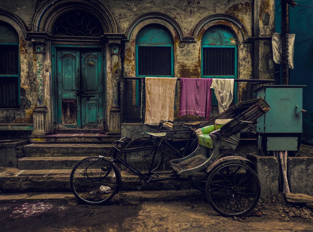 Vintage Rickshaw Teal Door by Roxana Labagnara — canvas wall art