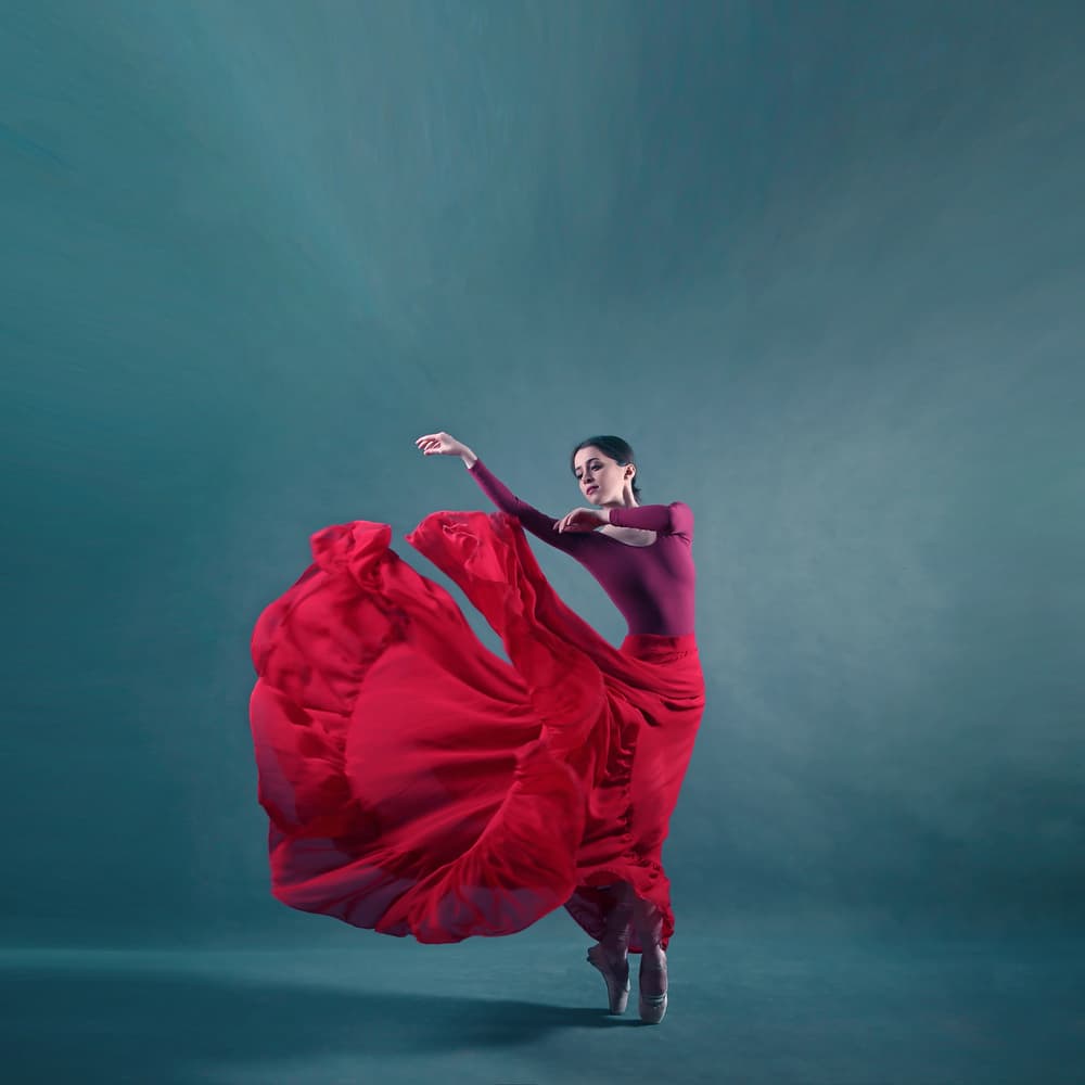 Graceful Red Ballerina by Moein Hasheminasab — canvas wall art