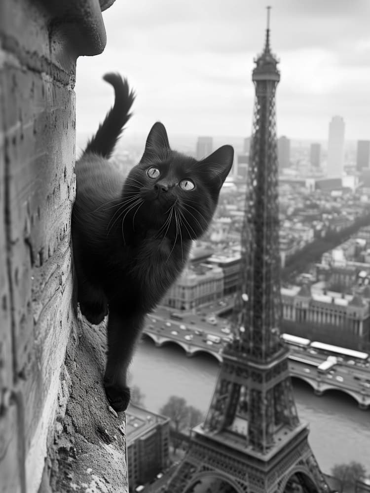 Kitty in Paris by Dikhotomy — canvas wall art