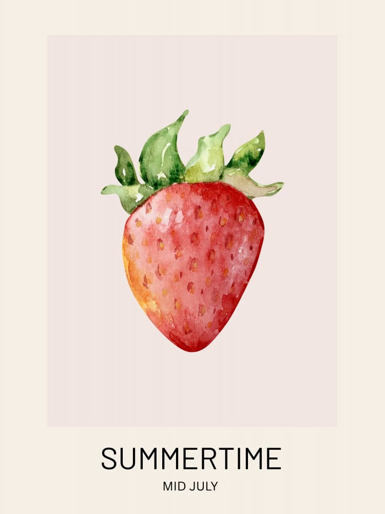 Summer Strawberry Watercolor by Marianne Bassil — canvas wall art