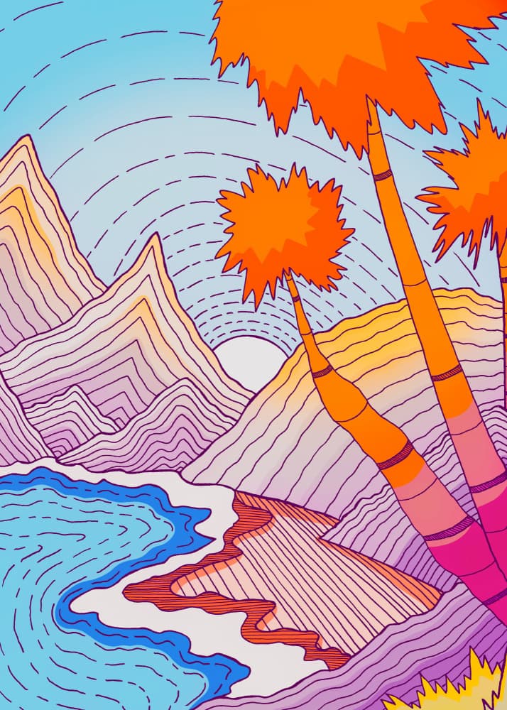 Tropical Mountain Sunset by Stephen Wade — canvas wall art