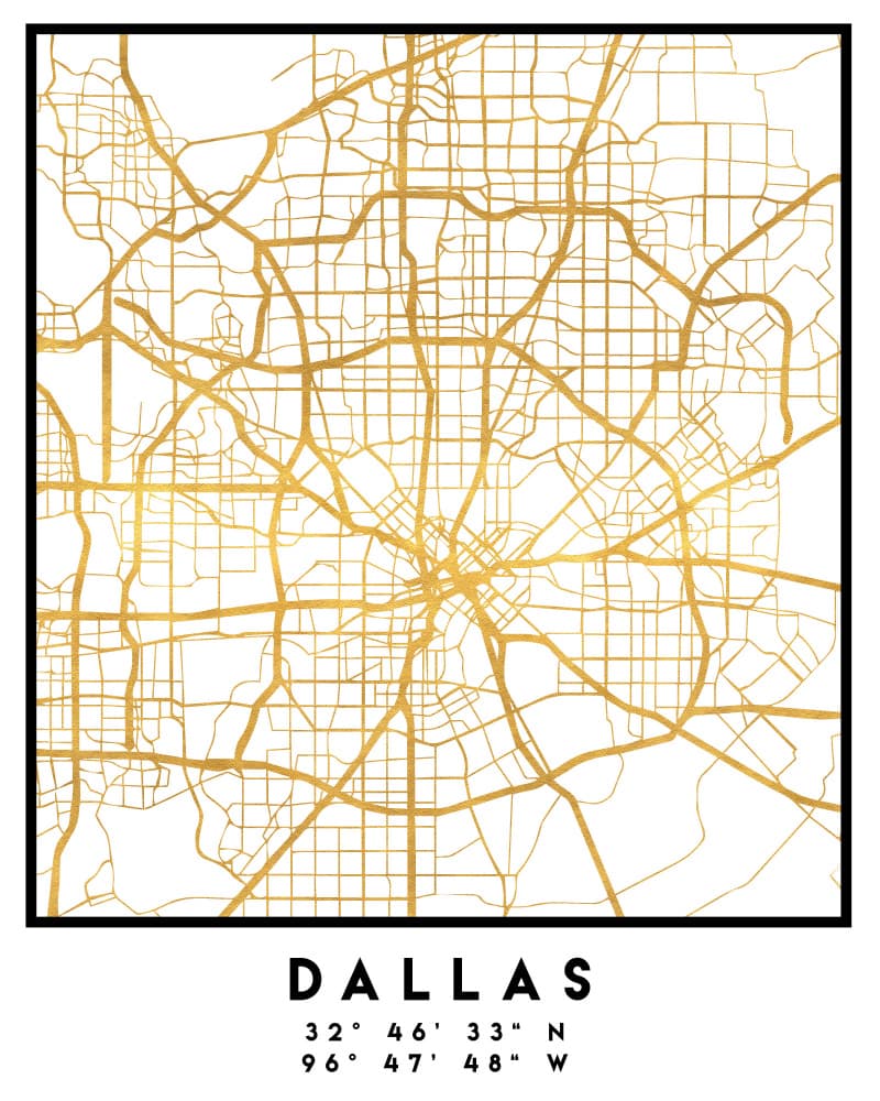 Dallas Gold Map by Emiliano Deificus — canvas wall art