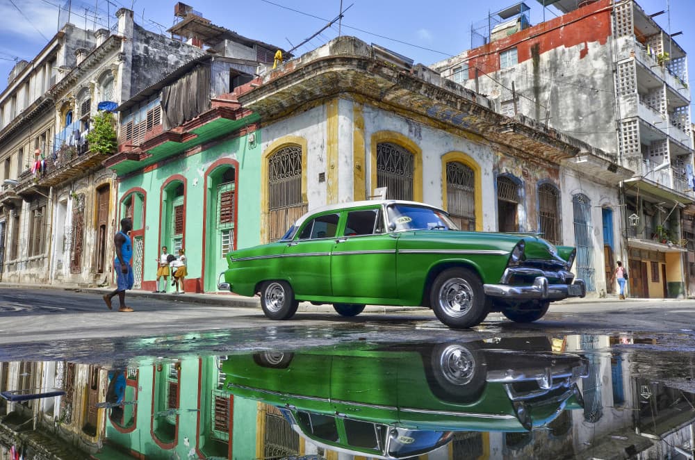 Havana Green Classic Car by Itzik Einhorn — canvas wall art