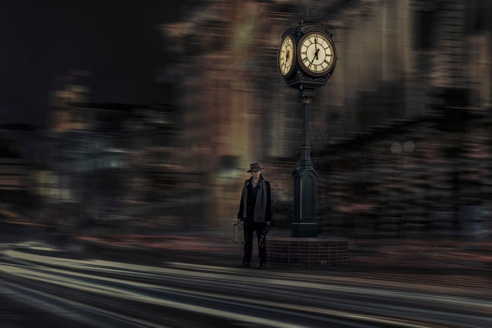Solitary Man City Night by Kiki Yuan — canvas wall art