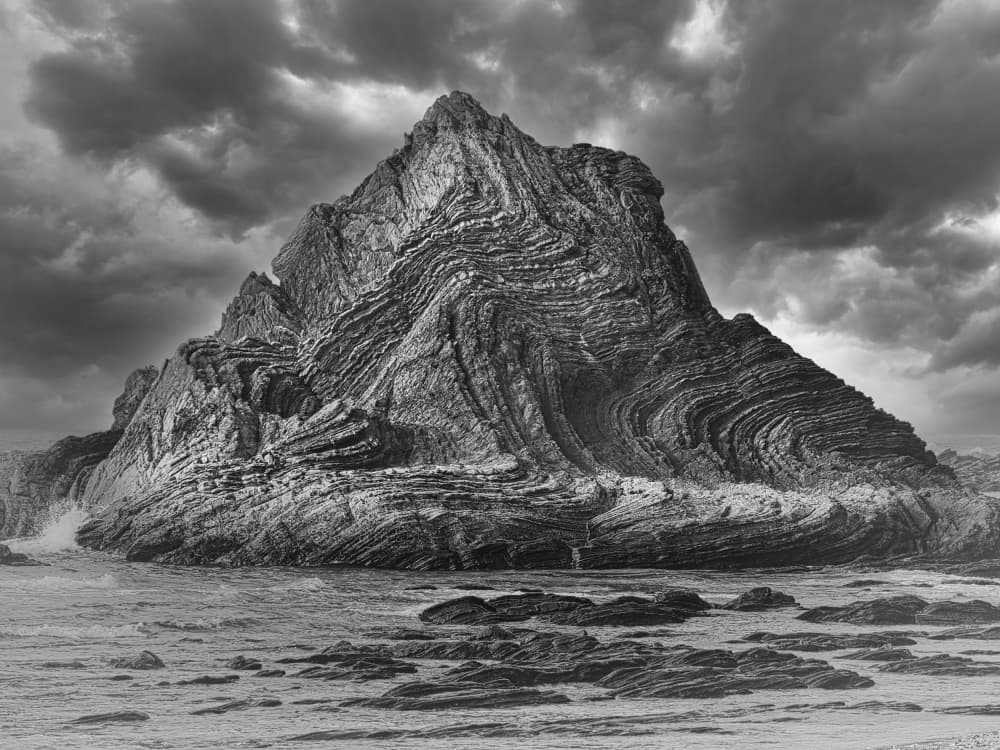 Dramatic Folded Ocean Rock by Hanna Röwekamp — canvas wall art
