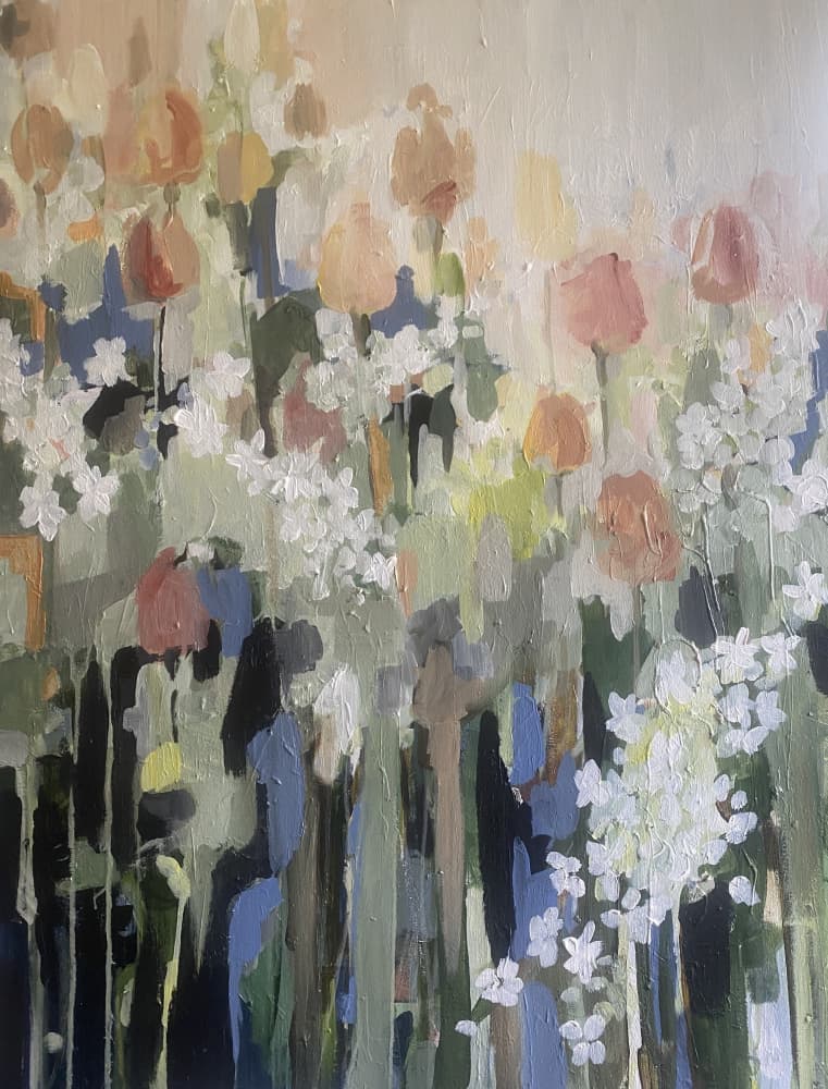 Pastel Garden Blooms by Anna-Karin Bergius — canvas wall art