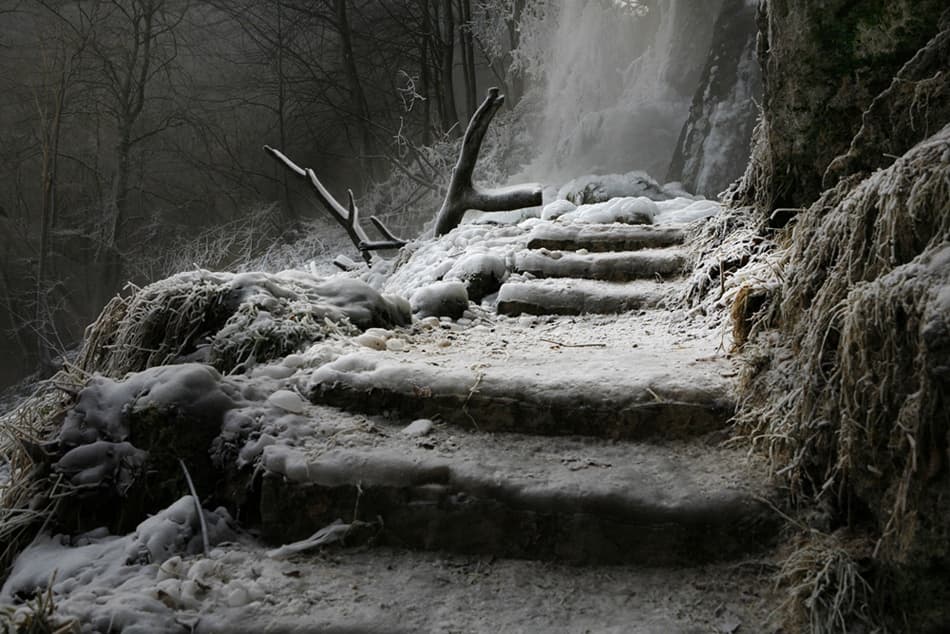 Icy Winter Steps by Nicolas Schumacher — canvas wall art