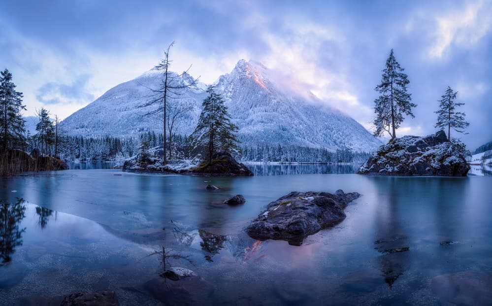 Majestic Snowy Mountain Reflection by Daniel Gastager — canvas wall art