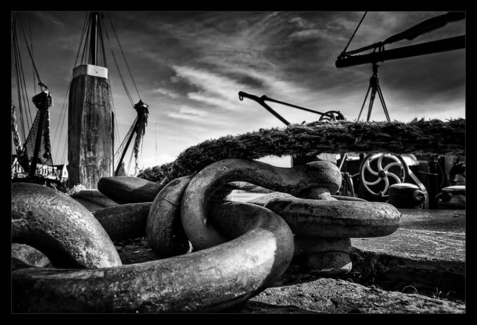 Old Harbor Chains by Klaus Ratzer — canvas wall art