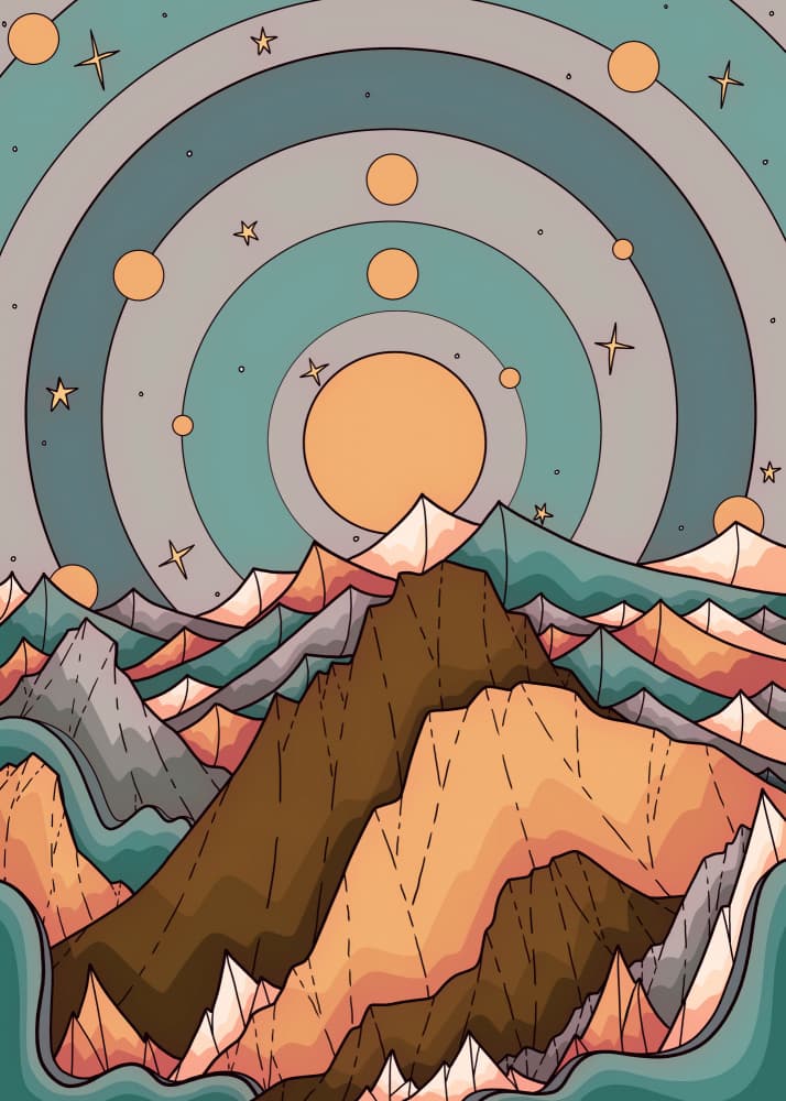 Cosmic Mountain View by Stephen Wade — canvas wall art