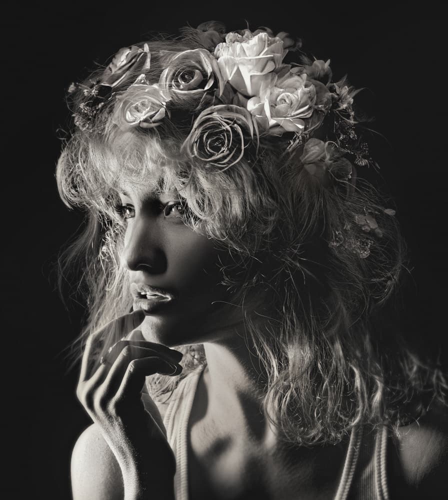 Dramatic Floral Portrait by Oren Hayman — canvas wall art