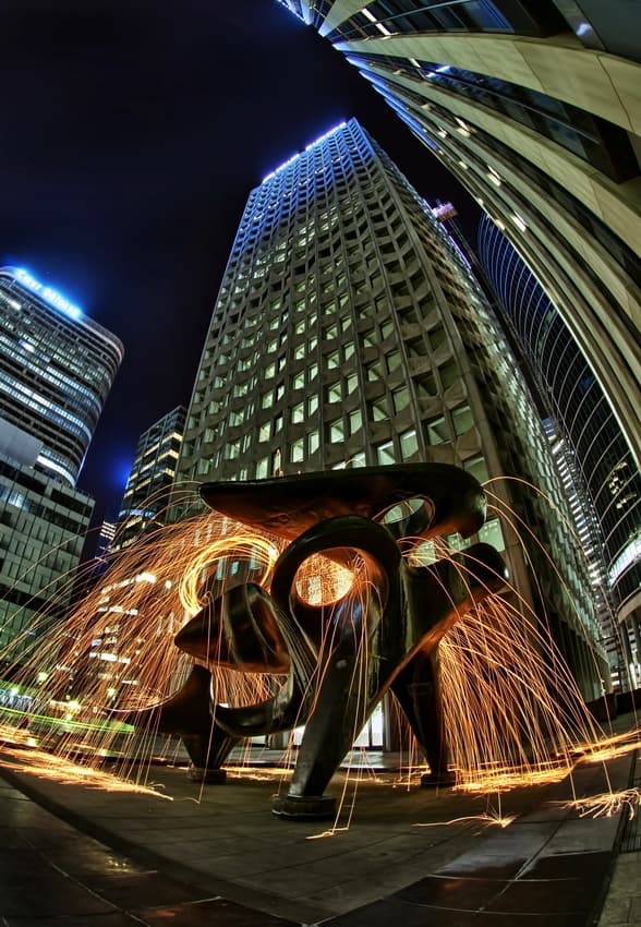 Urban Sculpture Night Sparks by FrankBa — canvas wall art