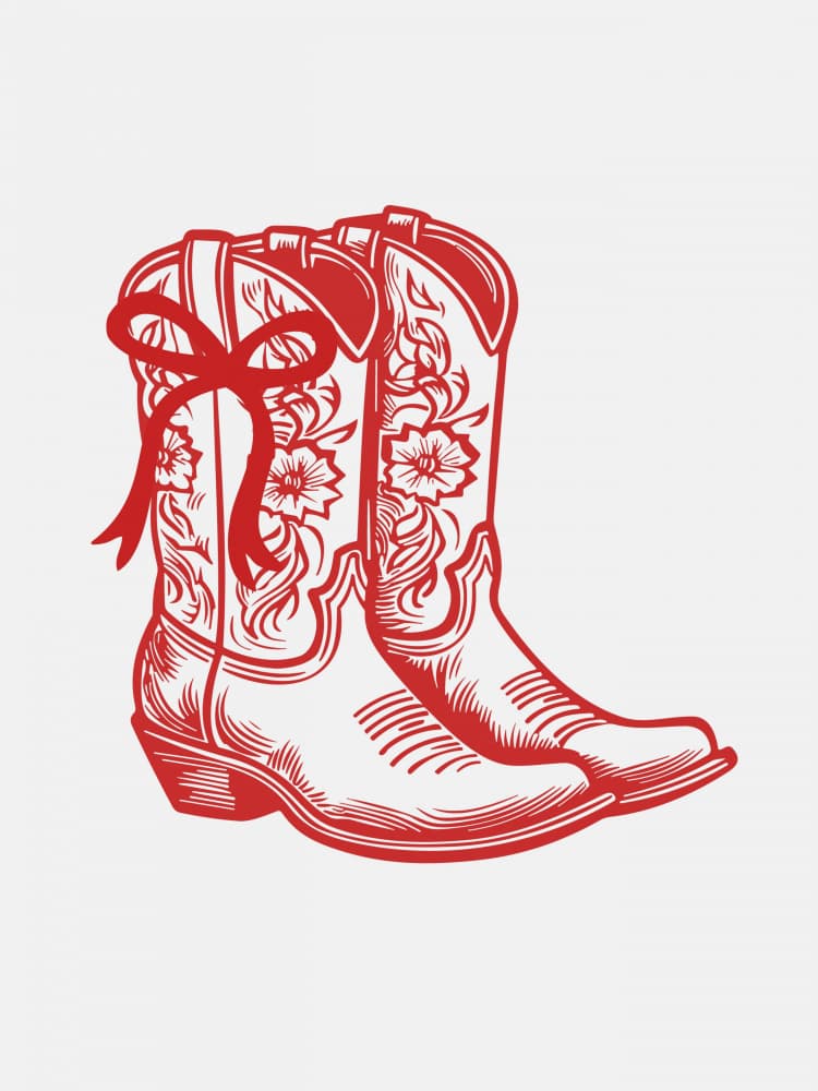 Red Floral Cowboy Boots by Jolly and Dash — canvas wall art