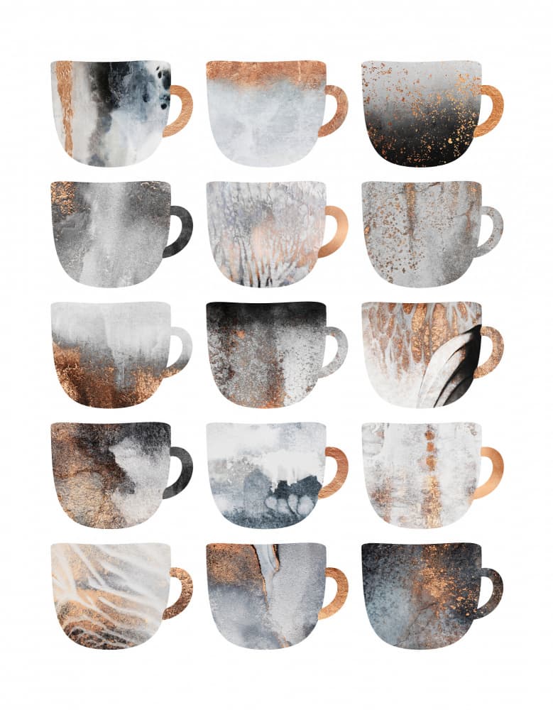 Metallic Abstract Mugs by Elisabeth Fredriksson — canvas wall art