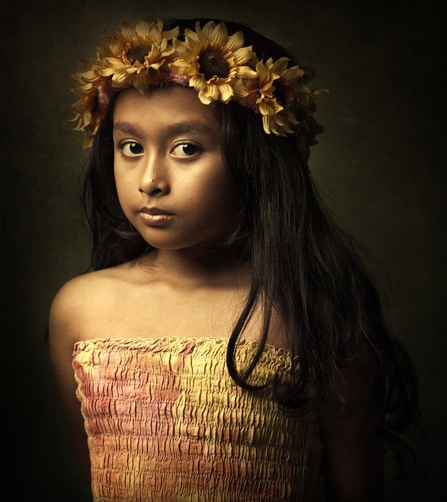 Pensive Sunflower Girl by Hari Sulistiawan — canvas wall art