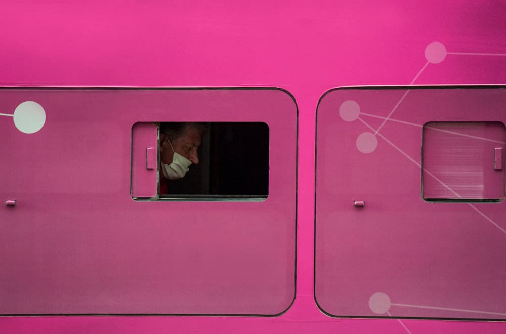 Masked Gaze in Pink by Anita Palceska — canvas wall art