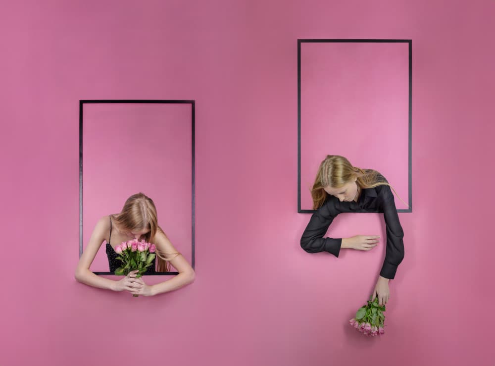 Surreal Girls And Roses by Michael Allmaier — canvas wall art