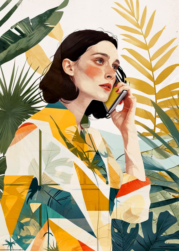 Stylish Woman Tropical Call by Justyna Jaszke — canvas wall art