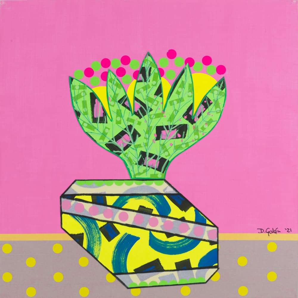 Vibrant Abstract Potted Plant by David Galan — canvas wall art