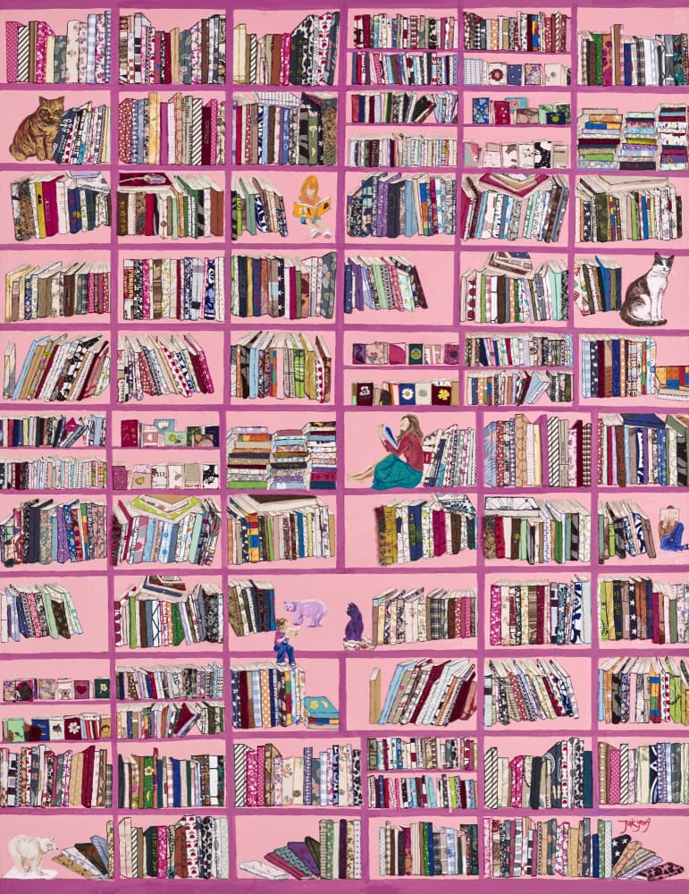 Cozy Pink Library by Jukyong Park — canvas wall art