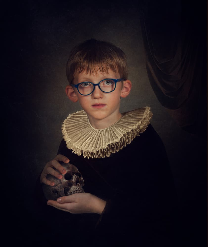Classic Boy With Skull by Svetlana Melik-Nubarova — canvas wall art