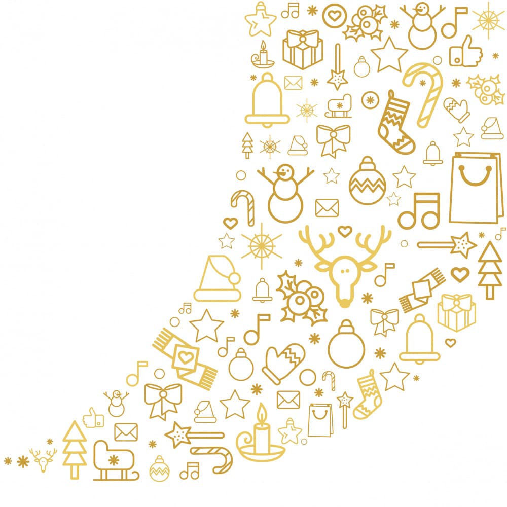 Golden Holiday Icons by Marika Barsrsind — canvas wall art