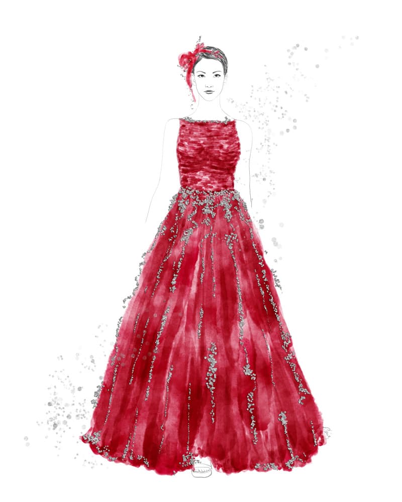 Sparkling Red Gown by Rosana Laiz Blursbyai — canvas wall art