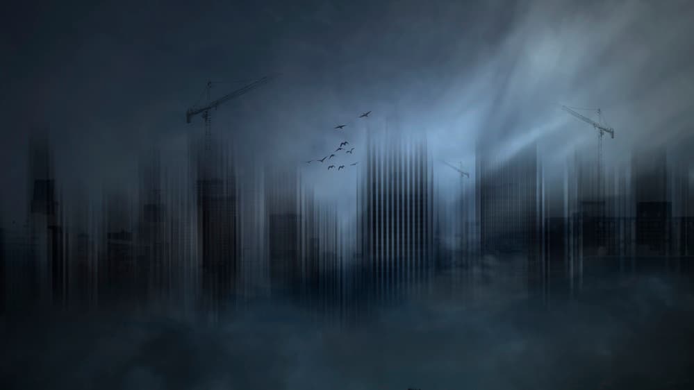 Dark Urban Cityscape by David Senechal Photographie (polydactyle) — canvas wall art