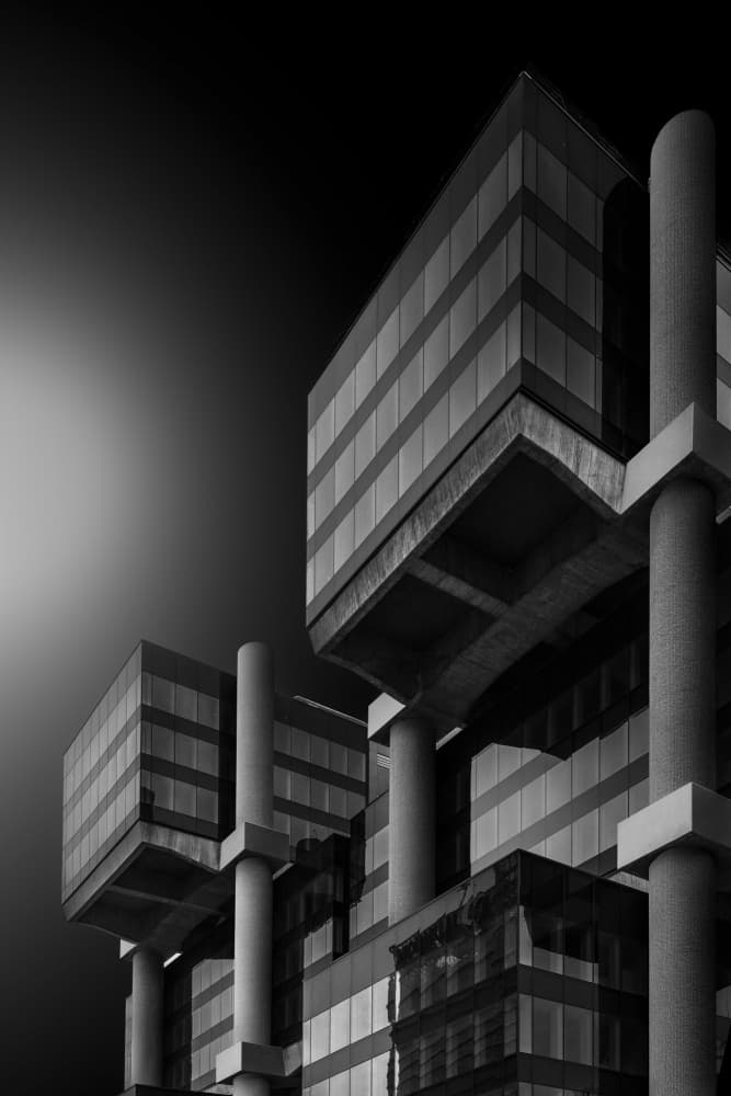 Geometric Brutalist Building by Fernando Molina — canvas wall art