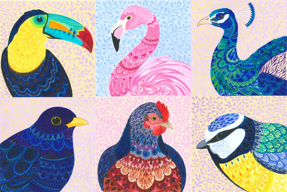 Decorative Bird Patterns by Isabelle Brent — canvas wall art