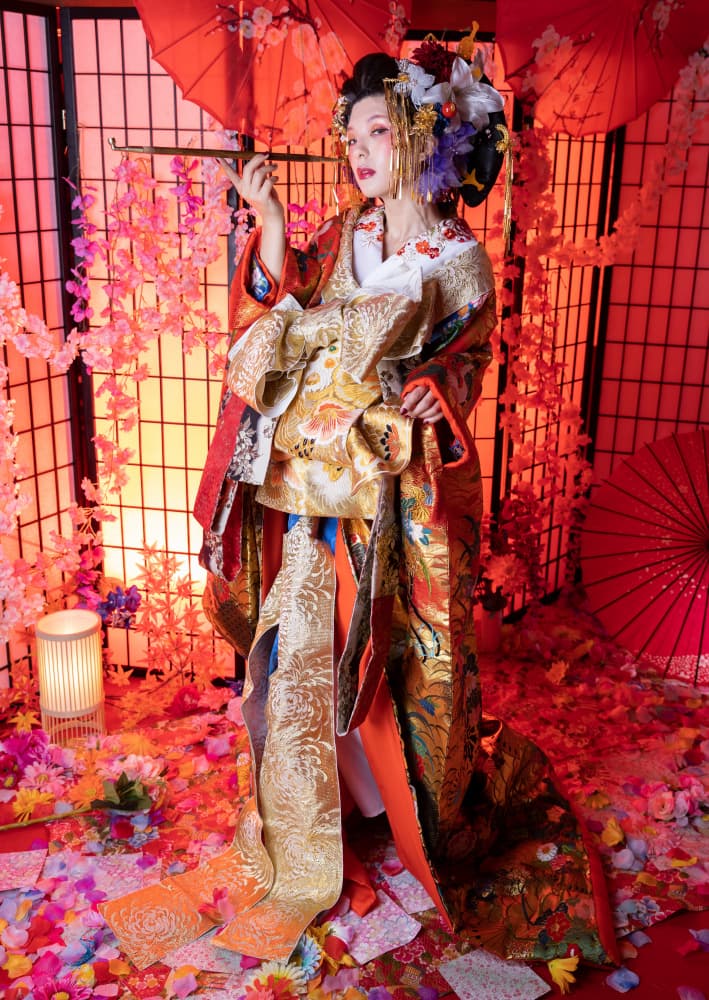 Cherry Blossom Geisha by Tsutomu Sakamoto — canvas wall art