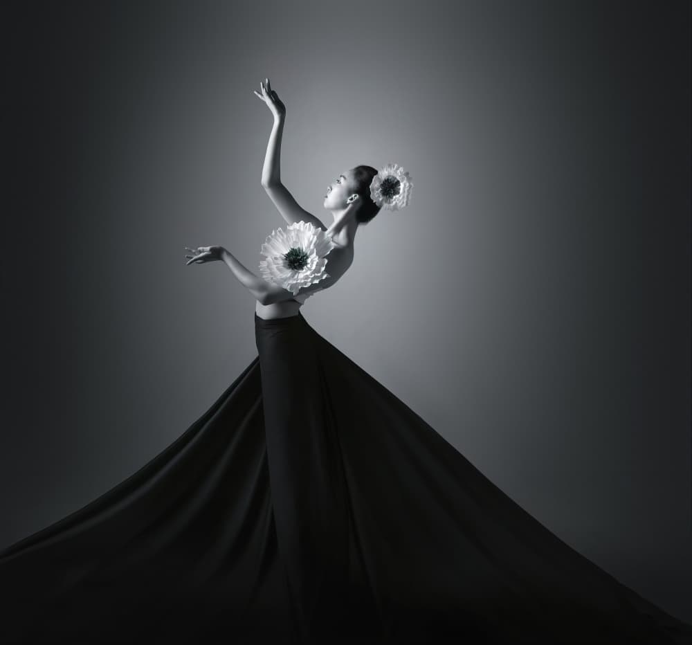 Elegant Dancer with Flowers by Catherine Wang — canvas wall art