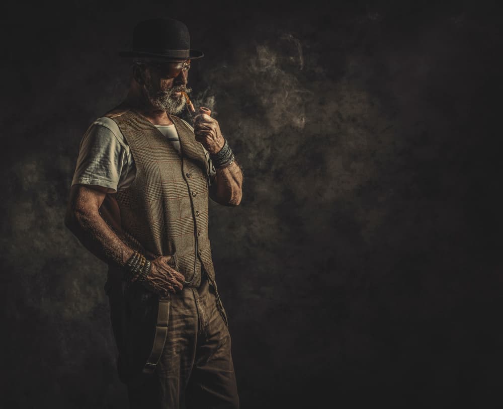 Vintage Man Smoking Pipe by gNo — canvas wall art