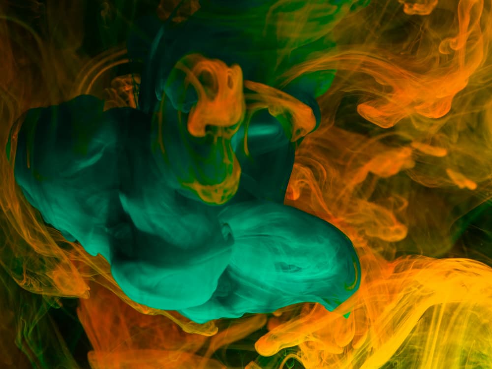 Teal Orange Ink Swirls by engin akyurt — canvas wall art