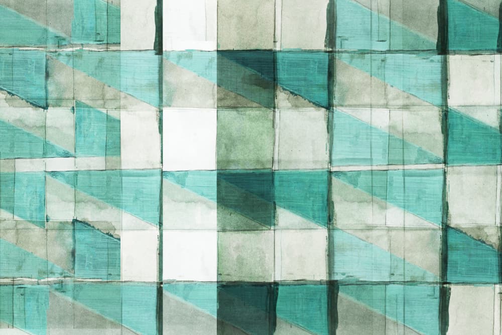 Teal Geometric Blocks by cartissi — canvas wall art