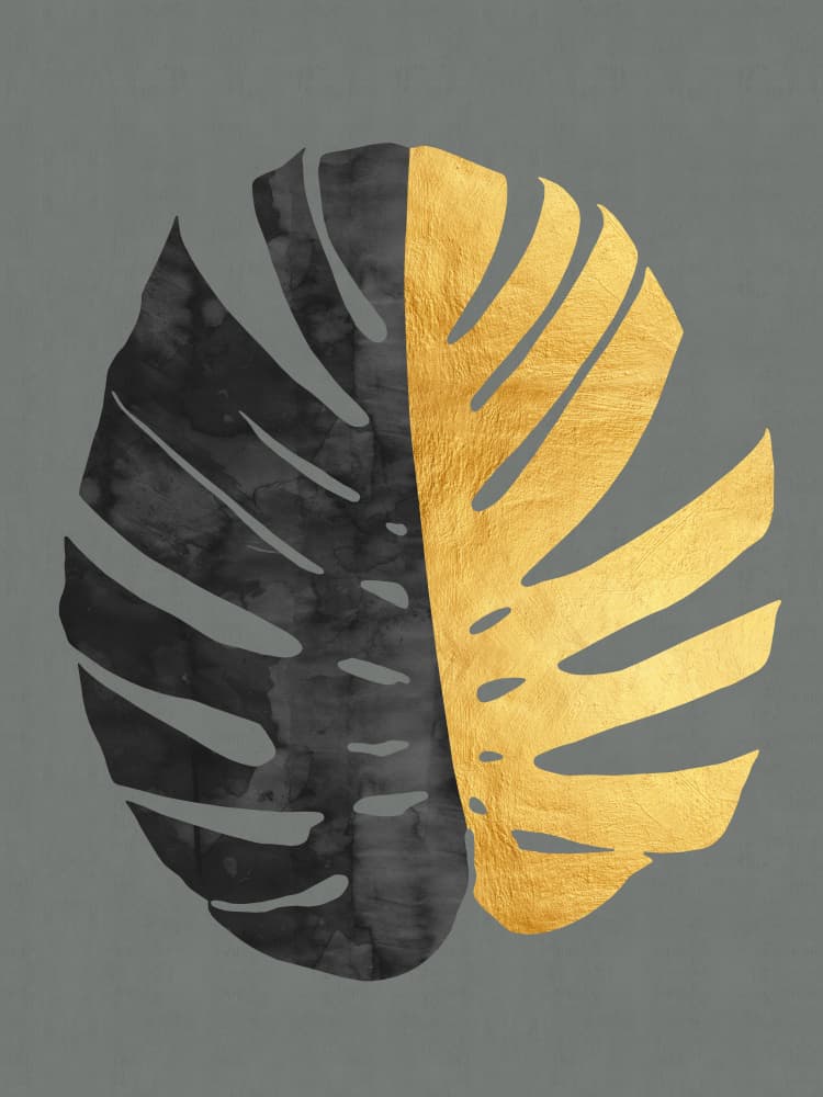 Golden Monstera Leaf by Vitor Costa — canvas wall art