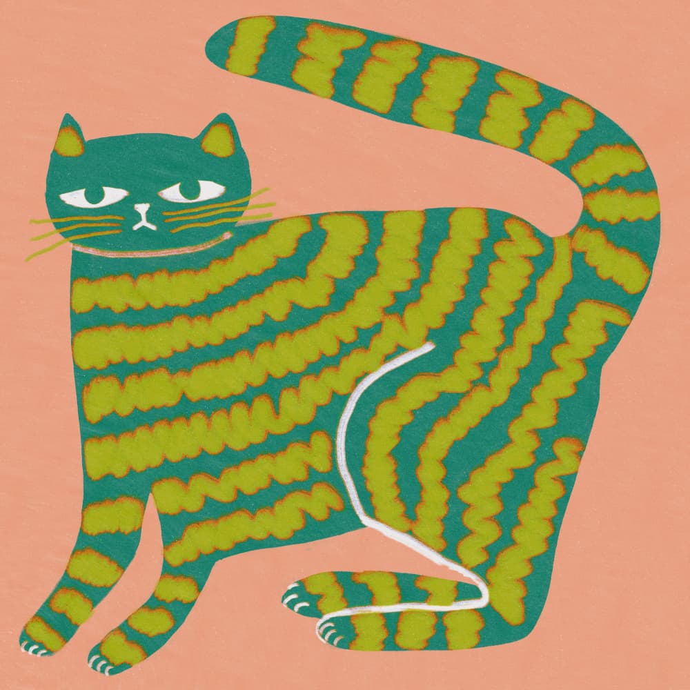 Grumpy Green Cat by Sharyn Bursic — canvas wall art