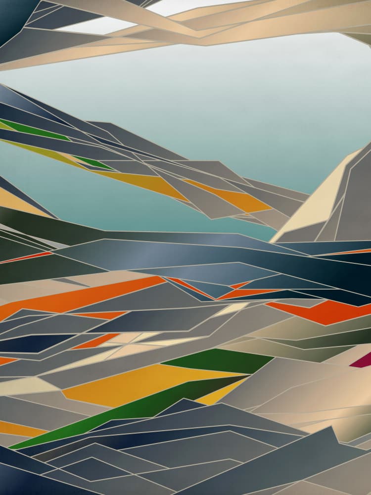 Geometric Mountain Landscape by Angelo Cerantola — canvas wall art