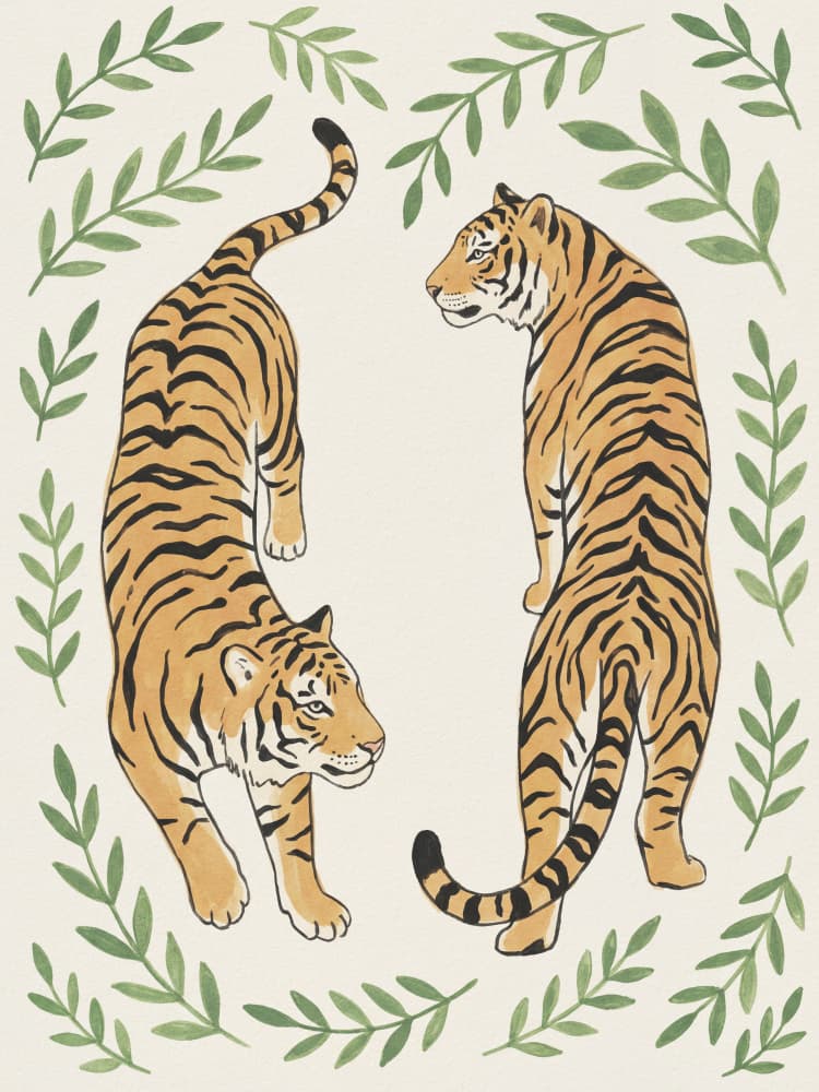 Elegant Jungle Tigers by Andreas Magnusson — canvas wall art