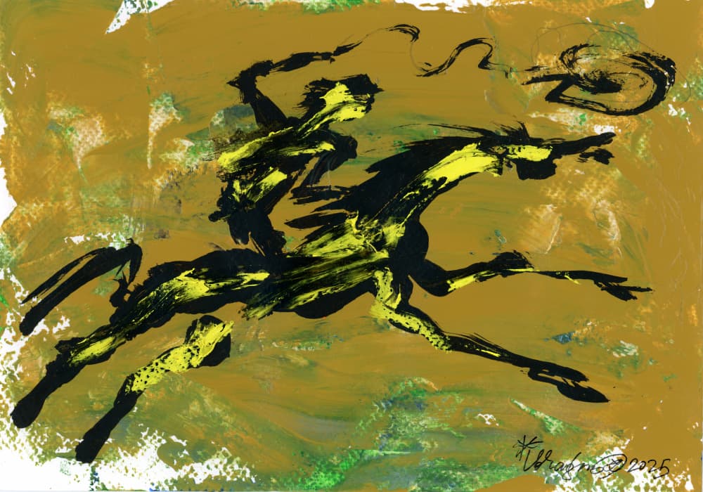 Galloping Cowboy by Kanat Ibragimov — canvas wall art