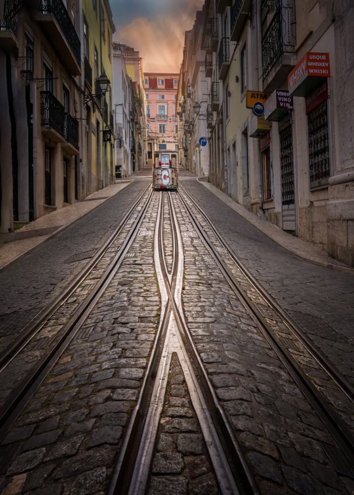 Uphill City Tramway by Yuan Su — canvas wall art