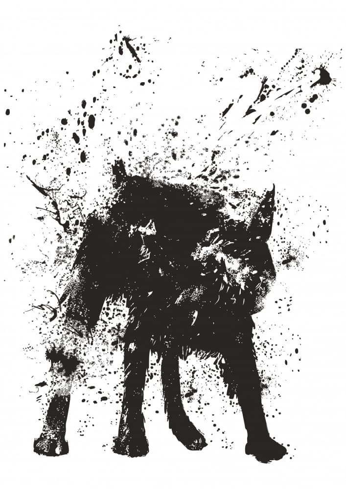 Dynamic Ink Wolf by Balazs Solti — canvas wall art