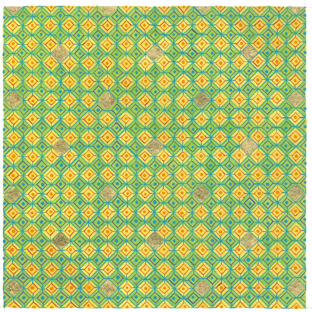 Geometric Pattern Greens and Golds by Isabelle Brent — canvas wall art