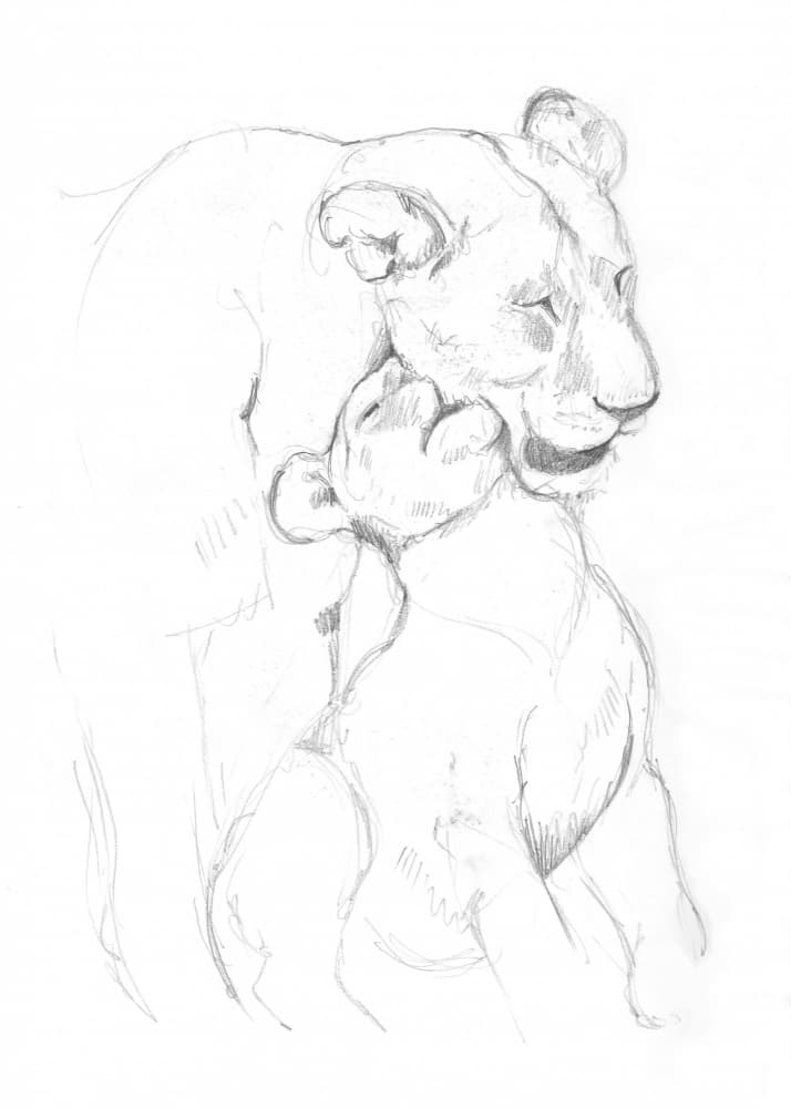 Lioness and Cub by Isabelle Brent — canvas wall art