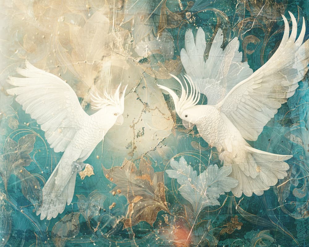 Elegant Cockatoo Dance by Rafal Kulik — canvas wall art