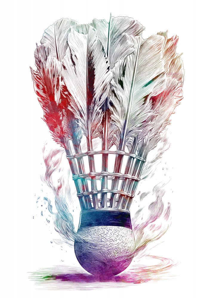 Colorful Badminton Shuttlecock by Justyna Jaszke — canvas wall art