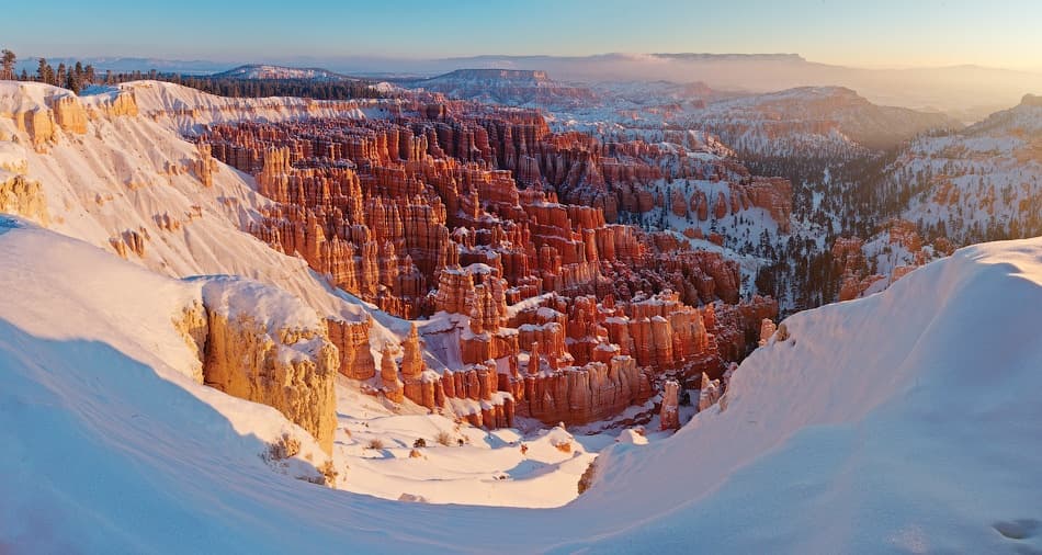 Snowy Canyon Golden Hour by Alexey Kharitonov — canvas wall art