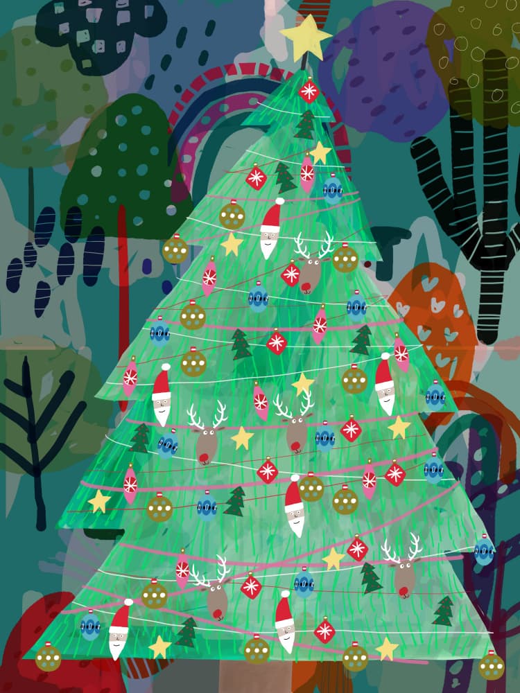 Festive Forest Christmas Tree by Carla Daly — canvas wall art